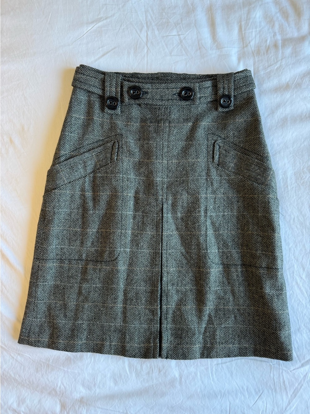 DRYKORN Herringbone Wool-blend A-Line Skirt